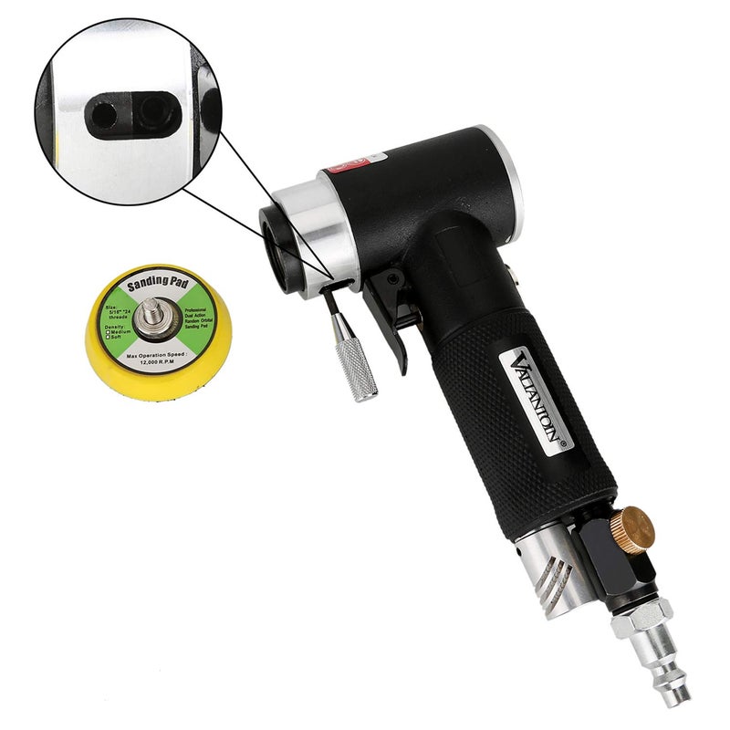 VALIANTOIN Valianto 2" 3" Mini Air Sander, Pneumatic Sander Random Orbital Eccentric Dual Action Polisher with M6 Thread Plate (2" and 3"),- Adjustable Airflow Valve - US Connector - Image 4